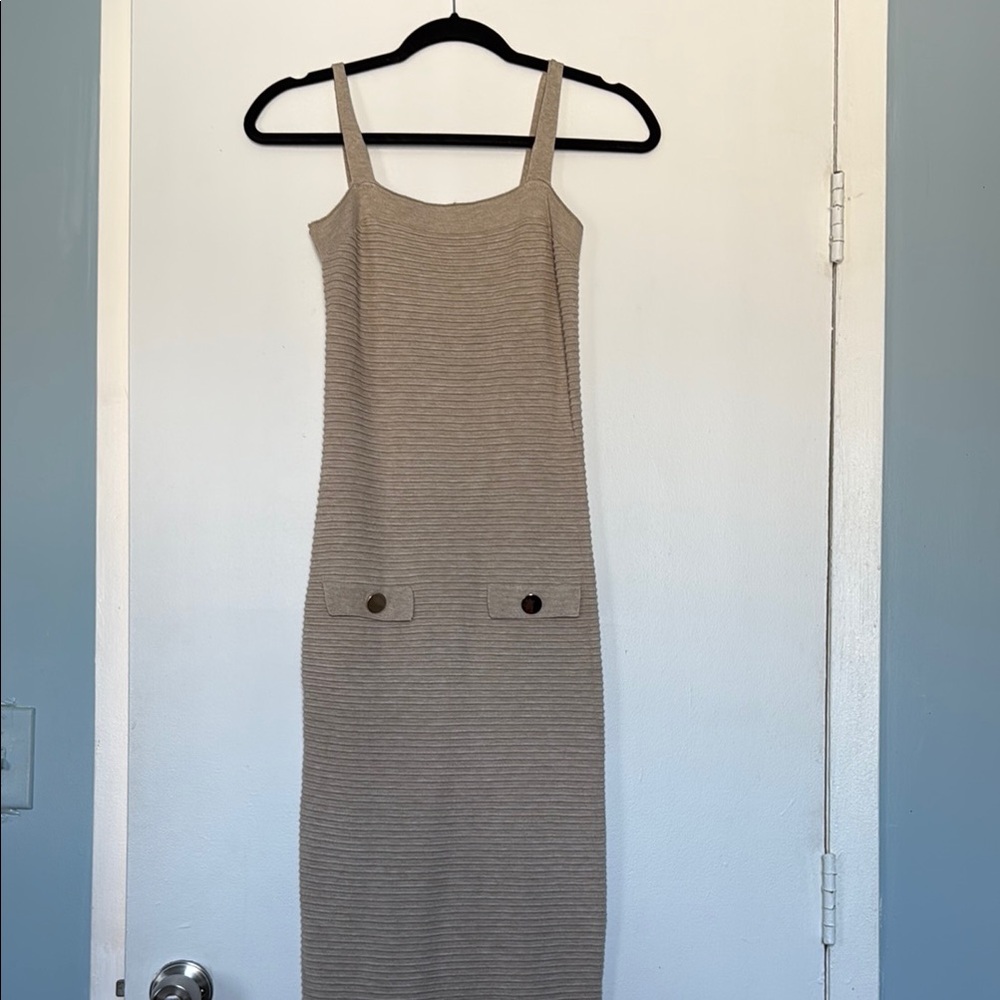 Elegant Tan Sleeveless Dress